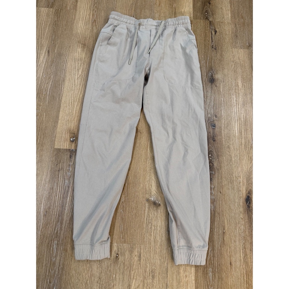 Lululemon Lab Mens Light Grey Grid Textured Tapered Jogger Pants Size M